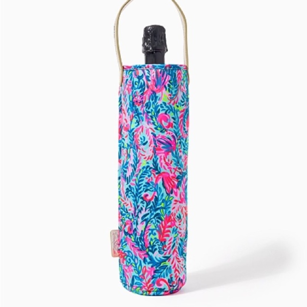 2 of 4 NWT LILLY PULITZER Surf Blue Flim Flam Insulated Wine Bag Bottle …